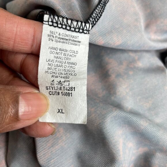 Fashion Nova Black Red Fishnet/Mesh Crew Neck Thong Snap Button Bodysuit XL - Picture 6 of 8